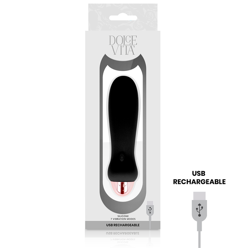 DOLCE VITA - VIBRATEUR RECHARGEABLE CINQUE NOIR À 7 VITESSES