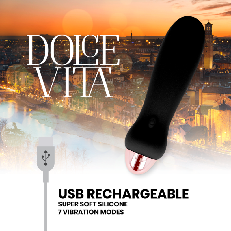 DOLCE VITA - VIBRATEUR RECHARGEABLE CINQUE NOIR À 7 VITESSES