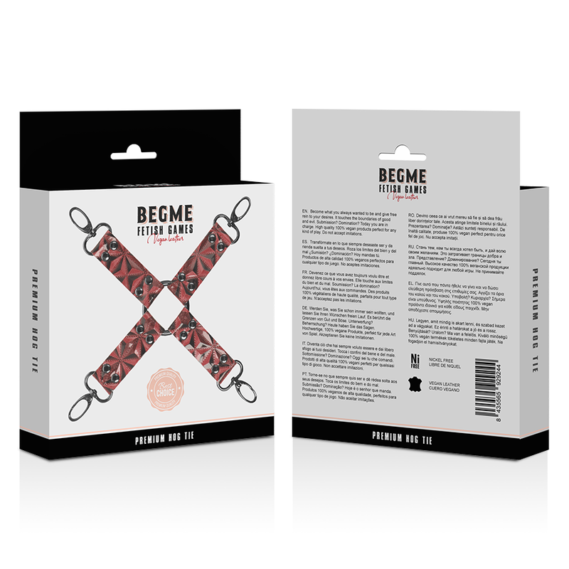 BEGME - CRAVATE DE COCHON EN CUIR VÉGÉTALIEN ÉDITION ROUGE PREMIUM