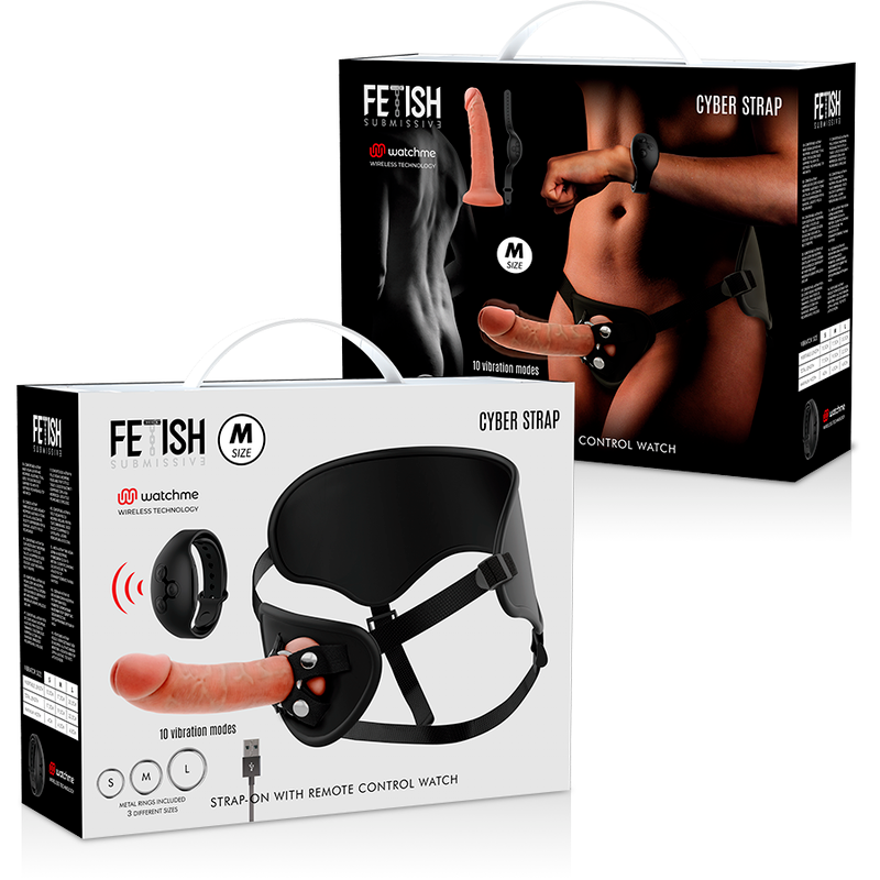 FETISH SUBMISSIVE CYBER STRAP - HARNAIS AVEC TÉLÉCOMMANDE DILDO TECHNOLOGY WATCHME M