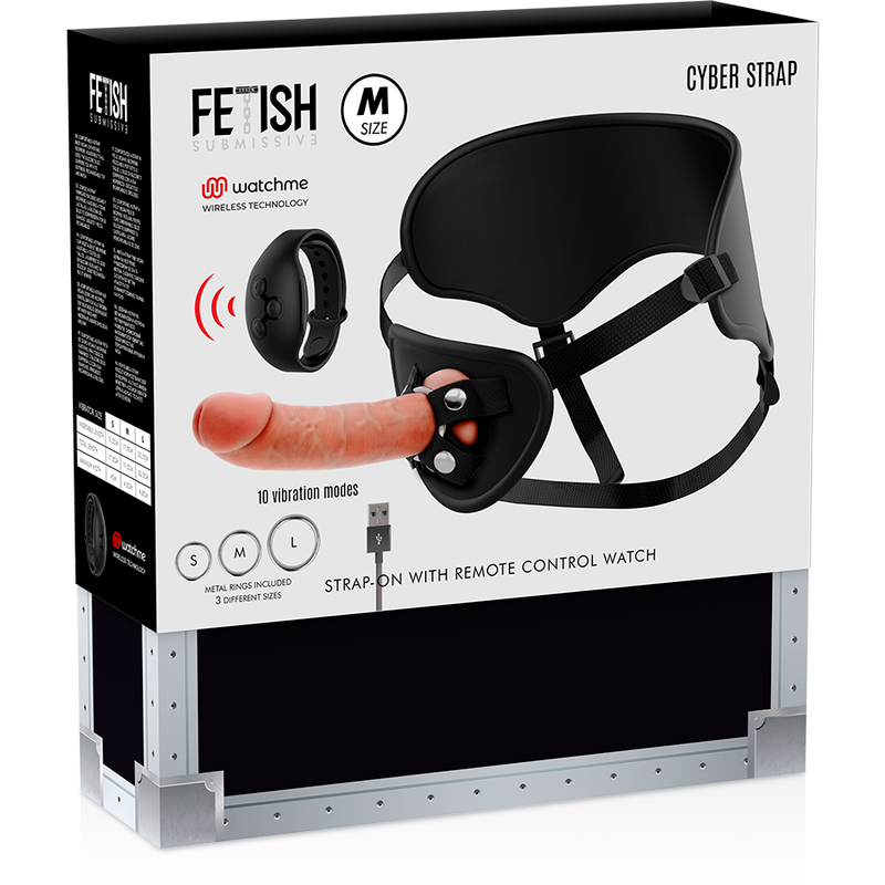 FETISH SUBMISSIVE CYBER STRAP - HARNAIS AVEC TÉLÉCOMMANDE DILDO TECHNOLOGY WATCHME M