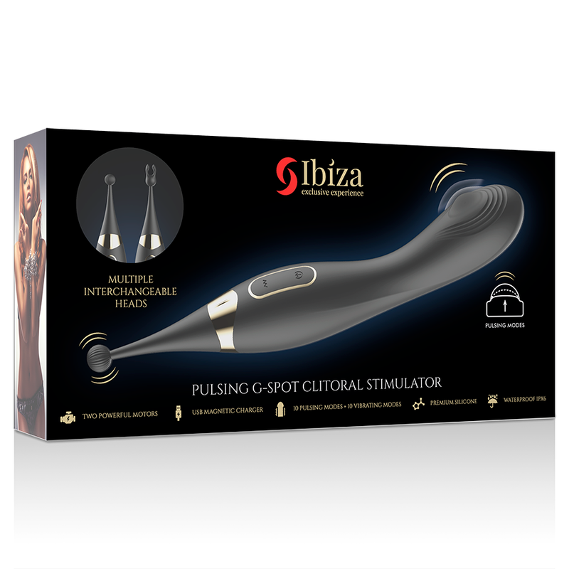 IBIZA - STIMULATEUR CLITORAL INTERCHANGEABLE ET VIBRATEUR POINT G PULSÉ