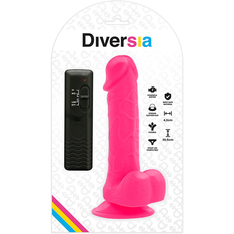 DIVERSIA - GODE VIBRANT FLEXIBLE ROSE 20,5 CM -OU- 4,2 CM
