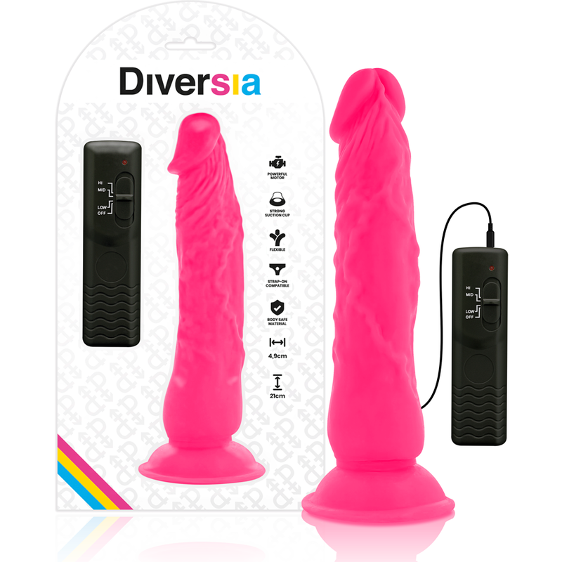 DIVERSIA - GODE VIBRANT FLEXIBLE ROSE 21 CM -O- 4,9 CM