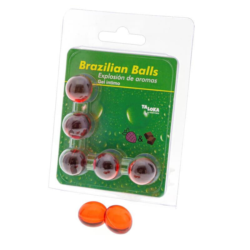 TALOKA - 5 BOULES BRÉSILIENNES GEL INTIME FRAISE ET CHOCOLAT