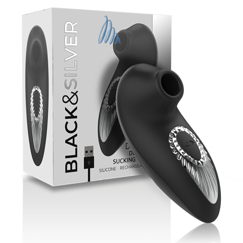 BLACK&SILVER - DRAKE DELUXE SUCKING VIBE RECHARGEABLE EN SILICONE NOIR