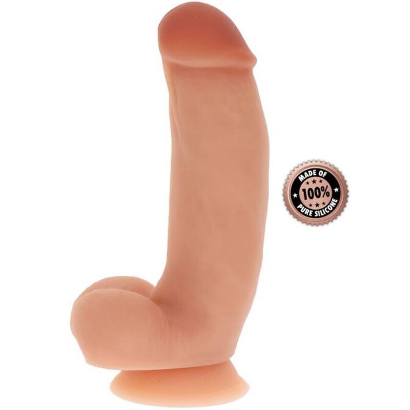 GET REAL - 18CM SILICONE DILDO WITH LEATHER BALLS