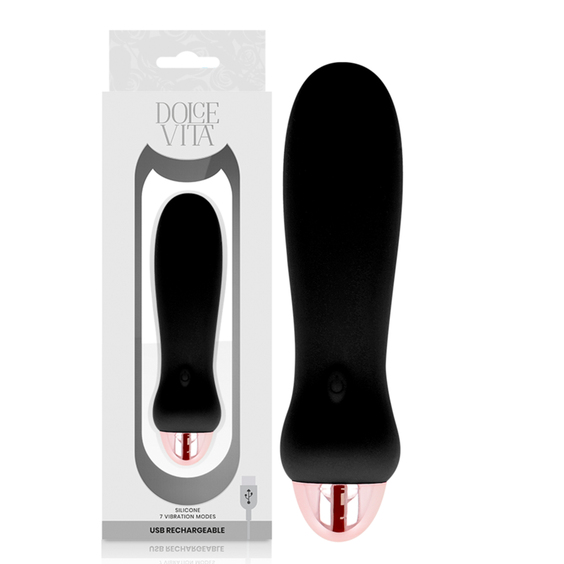 DOLCE VITA - VIBRATEUR RECHARGEABLE CINQUE NOIR À 7 VITESSES