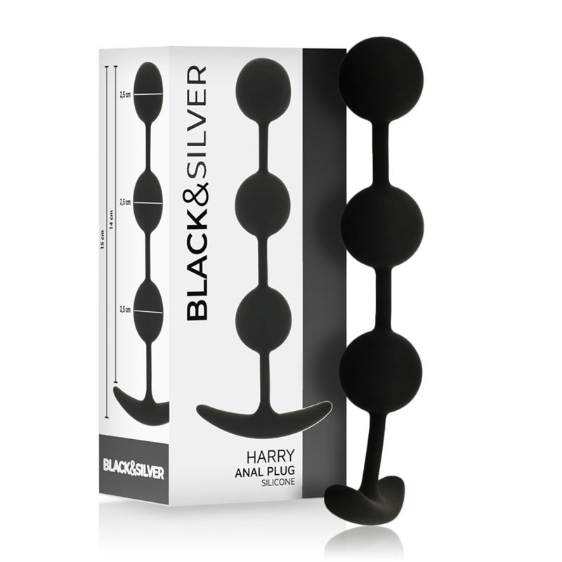 BLACK&SILVER - HARRY ANAL ROSARY 3 SILICONE BALLS 14 CM