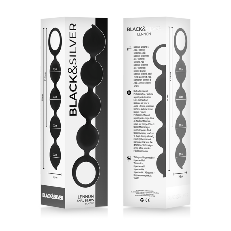 BLACK&SILVER - LENNON ANAL ROSARY 4 SILICONE BALLS 15 CM