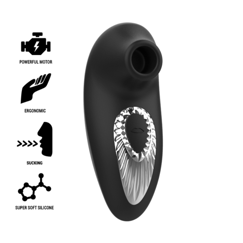 BLACK&SILVER - DRAKE DELUXE SUCKING VIBE RECHARGEABLE EN SILICONE NOIR