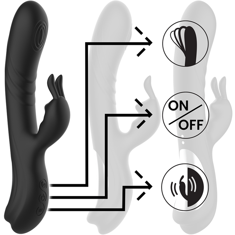BLACK&SILVER - JAMIE BLACK RECHARGEABLE SILICONE RABBIT STIMULATOR