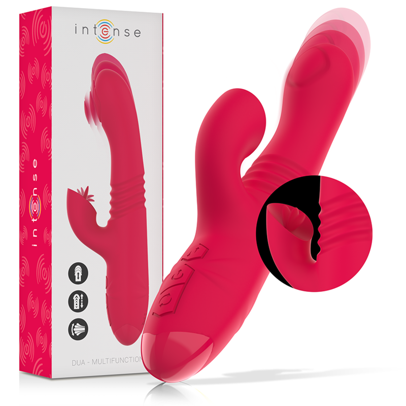 INTENSE - RECHARGEABLE MULTIFUNCTIONAL VIBRATOR UP & DOWN DUA WITH RED TONGUE