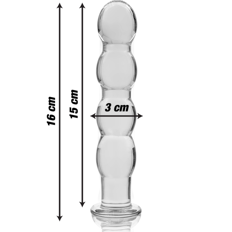 SÉRIE NEBULA PAR IBIZA - MODÈLE 10 GODE EN VERRE BOROSILICATE TRANSPARENT 16,5 CM -OU- 3,5 CM