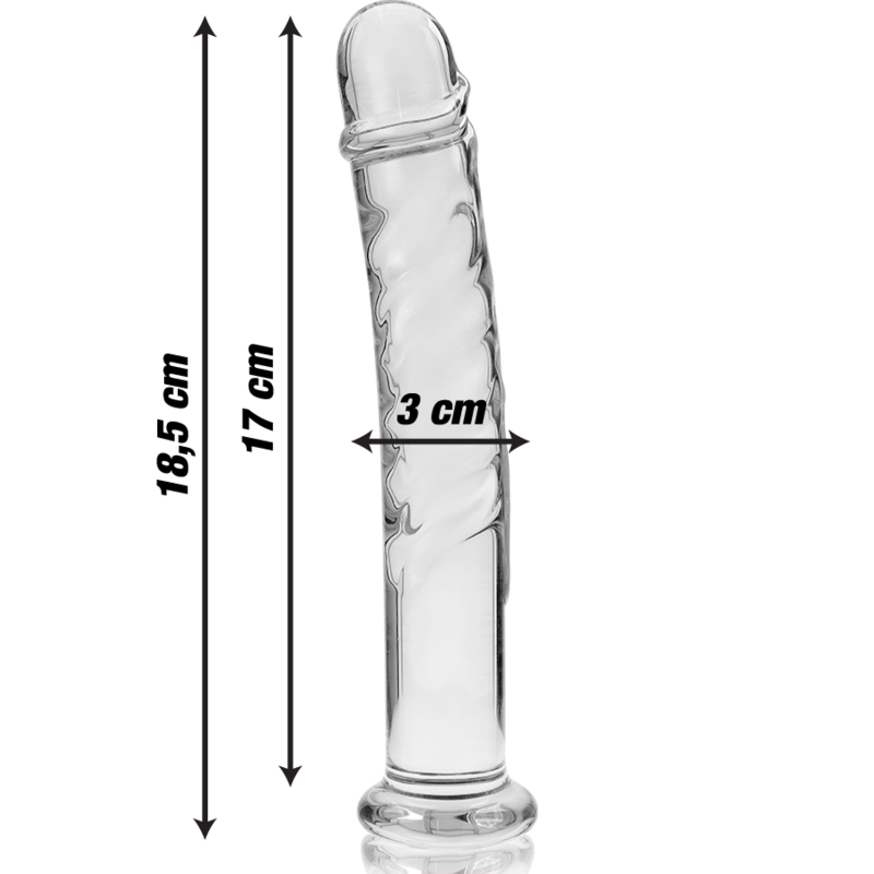NEBULA SERIES BY IBIZA - MODEL 16 DILDO IN TRANSPARENT BOROSILICATE GLASS 18.5 CM -O- 3 CM