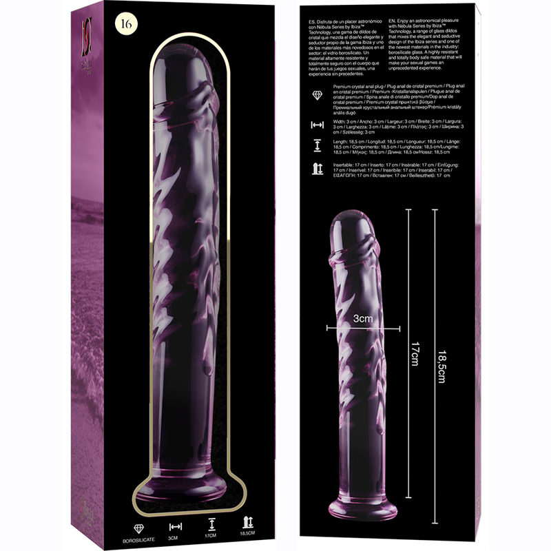 NEBULA SERIES BY IBIZA - MODEL 16 DILDO IN TRANSPARENT BOROSILICATE GLASS 18.5 CM -O- 3 CM