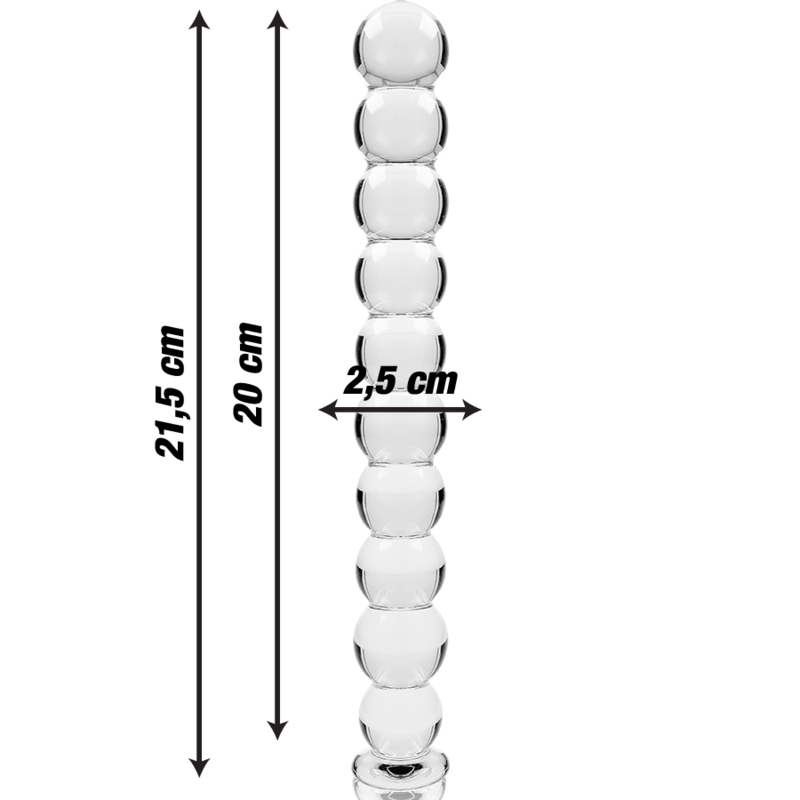 NEBULA SERIES BY IBIZA - MODEL 22 TRANSPARENT BOROSILICATE GLASS DILDO 21.5 CM -OR- 2.5 CM