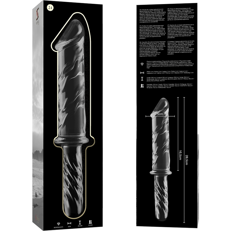 NEBULA SERIES BY IBIZA - MODEL 24 DILDO IN TRANSPARENT BOROSILICATE GLASS 28.5 CM -O- 5 CM