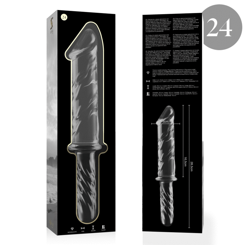 NEBULA SERIES BY IBIZA - MODEL 24 DILDO IN TRANSPARENT BOROSILICATE GLASS 28.5 CM -O- 5 CM