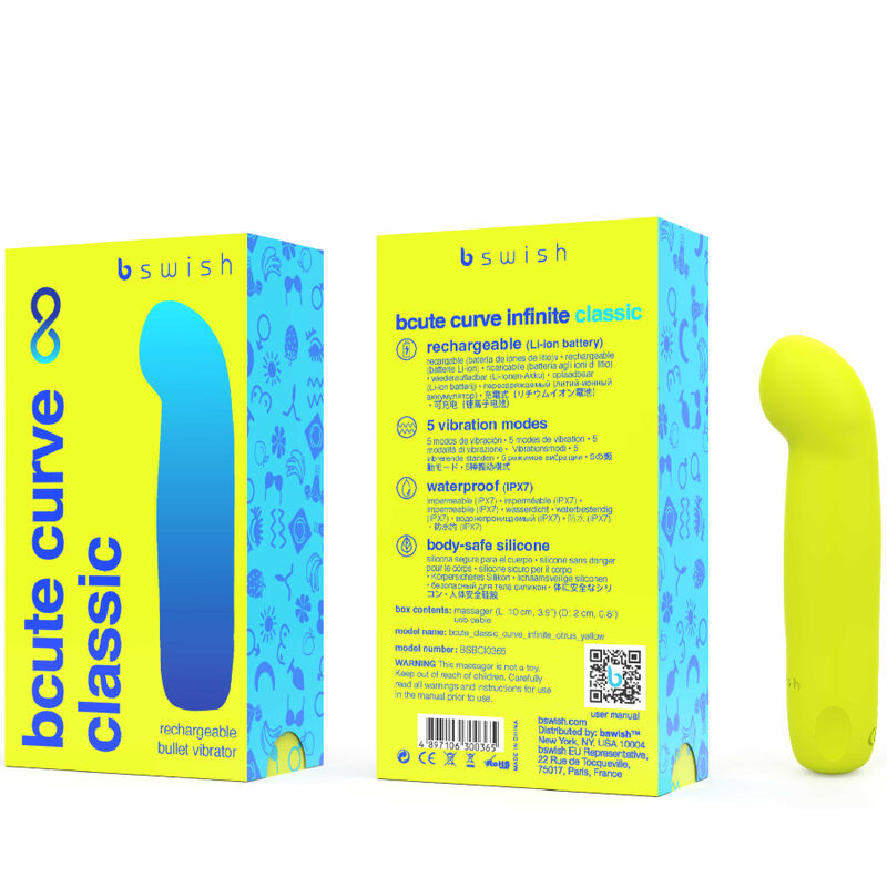 B SWISH - VIBRATEUR EN SILICONE RECHARGEABLE CLASSIQUE BCUTE INFINITE CURVES JAUNE