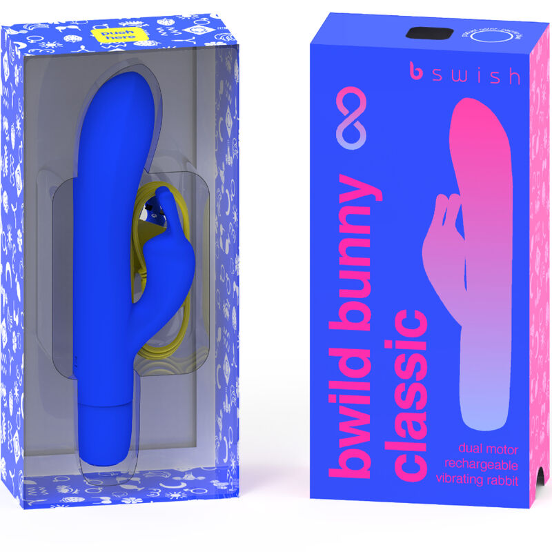 B SWISH - VIBRATEUR RECHARGEABLE CLASSIQUE BWILD BUNNY INFINITE EN SILICONE BLEU