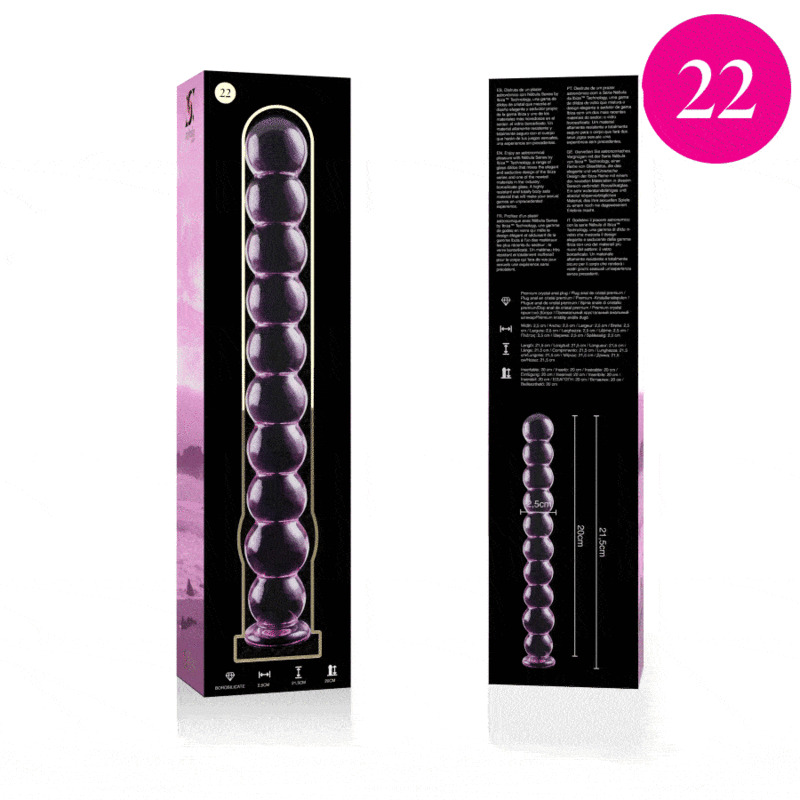 NEBULA SERIES BY IBIZA - MODEL 22 TRANSPARENT BOROSILICATE GLASS DILDO 21.5 CM -OR- 2.5 CM