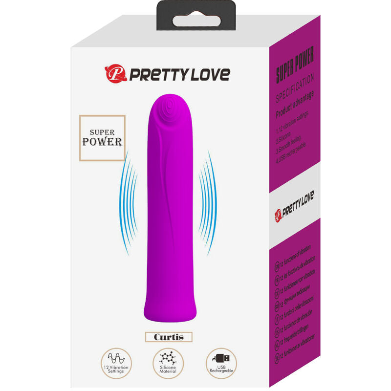 PRETTY LOVE - VIBRATEUR CURTIS MINI SUPER PUISSANCE 12 VIBRATIONS EN SILICONE VIOLET