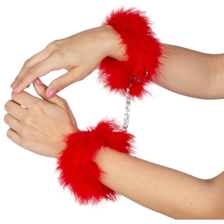 SECRET GAME - RED MARABOU HANDCUFFS