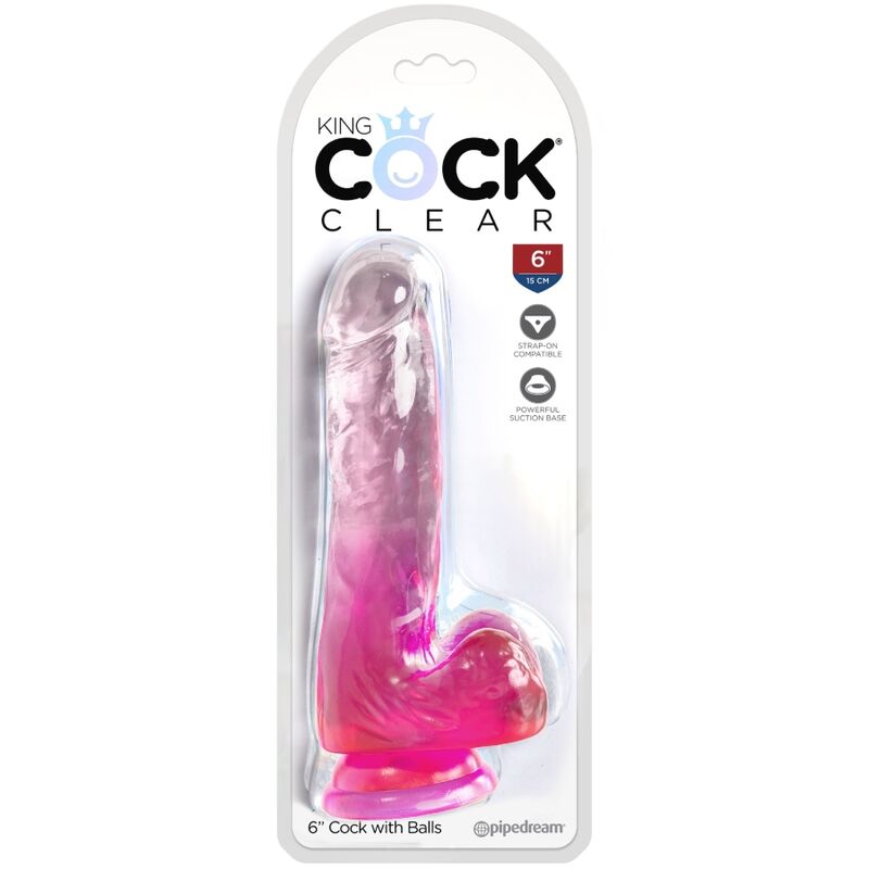 KING COCK - PÉNIS RÉALISTE CLAIR AVEC BOULES 13,5 CM ROSE