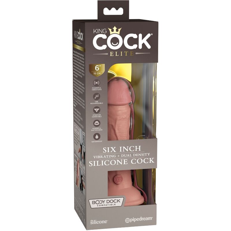 KING COCK - GODE VIBRANT ET SILICONE RÉALISTE ELITE 15,2 CM