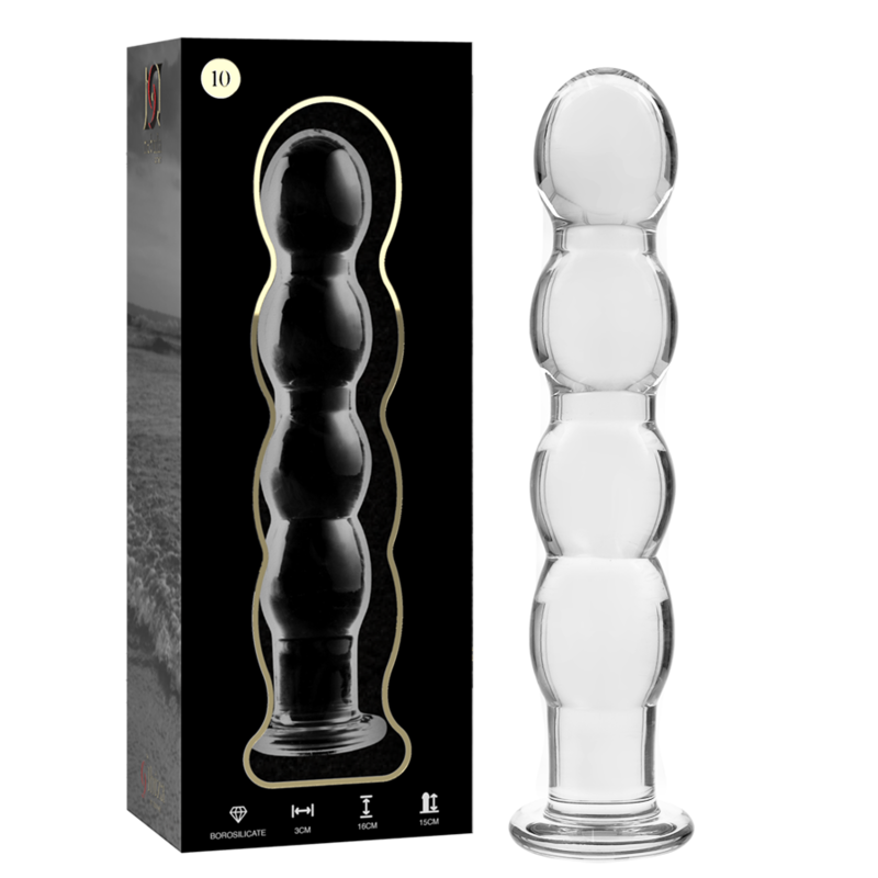 SÉRIE NEBULA PAR IBIZA - MODÈLE 10 GODE EN VERRE BOROSILICATE TRANSPARENT 16,5 CM -OU- 3,5 CM
