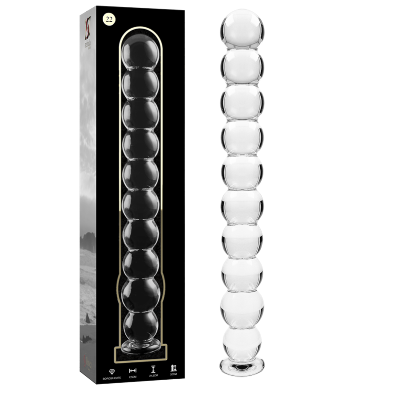 NEBULA SERIES BY IBIZA - MODEL 22 TRANSPARENT BOROSILICATE GLASS DILDO 21.5 CM -OR- 2.5 CM