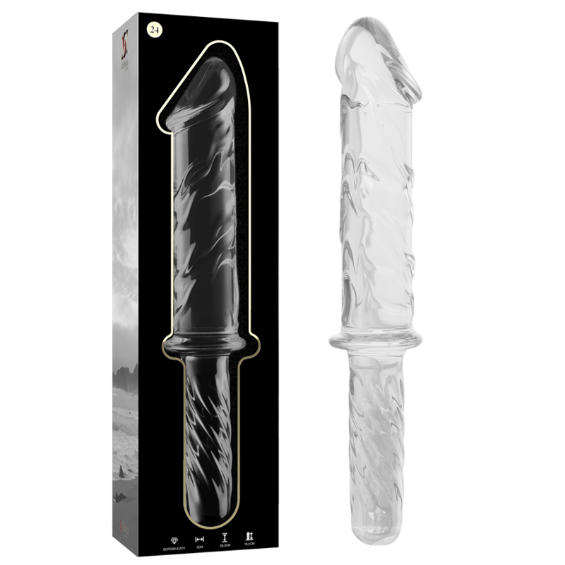 NEBULA SERIES BY IBIZA - MODEL 24 DILDO IN TRANSPARENT BOROSILICATE GLASS 28.5 CM -O- 5 CM