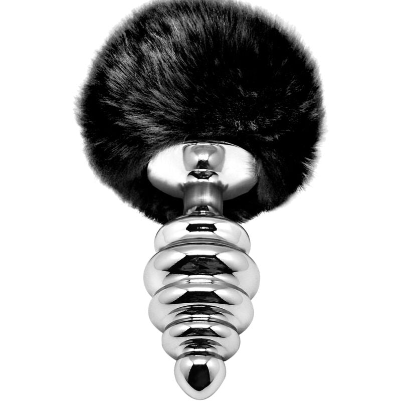 ALIVE - PLUG ANAL PLEASURE SPIRAL METAL FLUFFY BLACK SIZE M