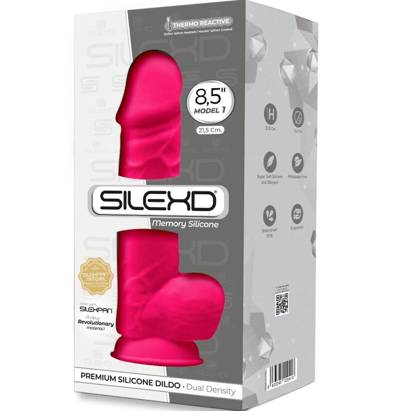 SILEXD - MODÈLE 1 PÉNIS RÉALISTE PREMIUM SILEXPAN SILICONE FUCHSIA 21,5 CM