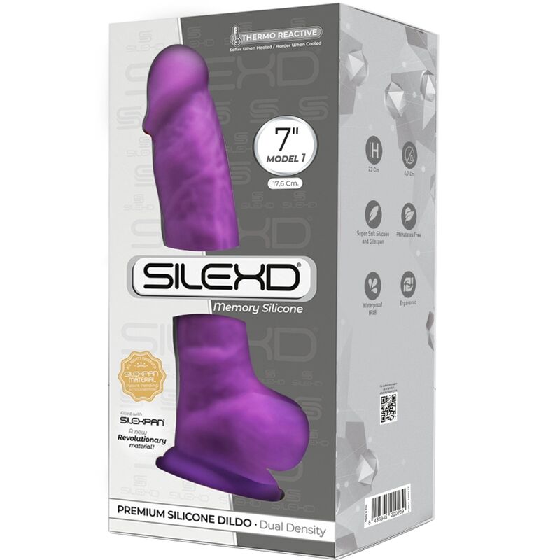 SILEXD - MODÈLE 1 PÉNIS RÉALISTE PREMIUM SILEXPAN SILICONE VIOLET 17,5 CM