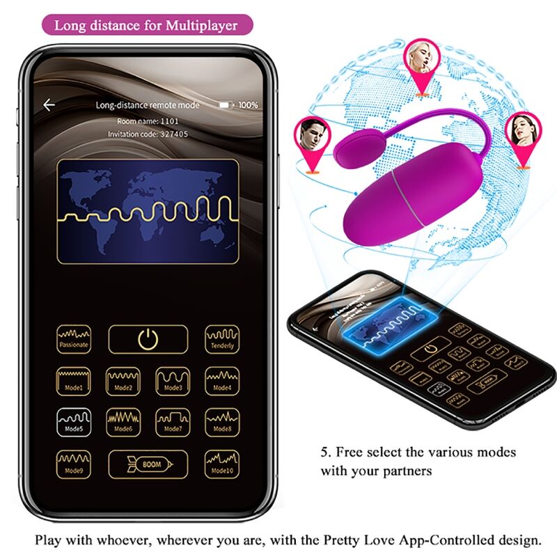 PRETTY LOVE - NYMPH APP CONTROLLED VIBRATING EGG PURPLE