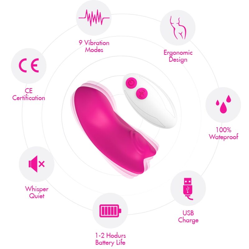 ARMONY - PANTALON PORTABLE AVEC VIBRATEUR À TÉLÉCOMMANDE PAPILLON ROSE