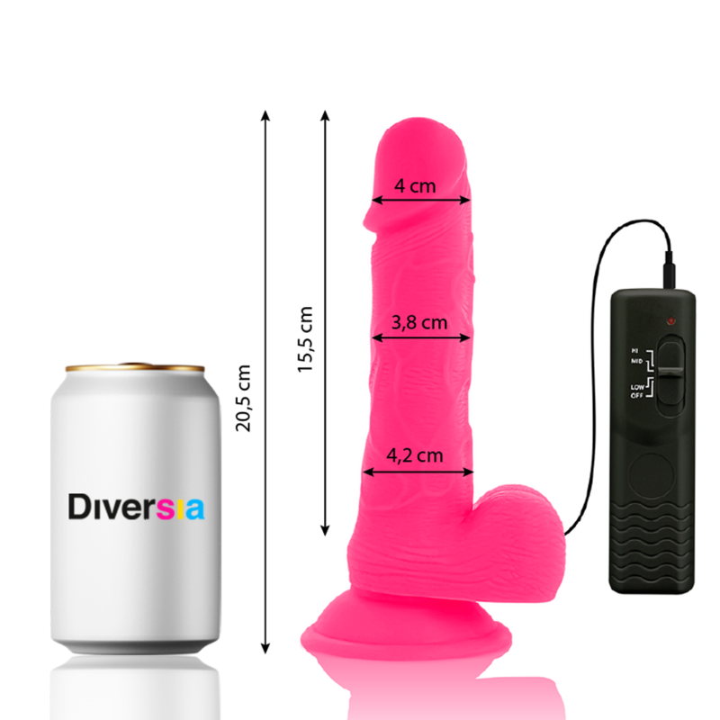 DIVERSIA - GODE VIBRANT FLEXIBLE ROSE 20,5 CM -OU- 4,2 CM