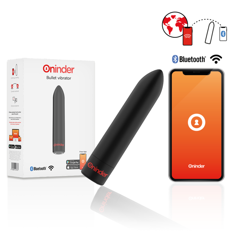 ONINDER - VIBRATEUR BULLET NOIR BERLIN 9 MODES 8,5 X 2 CM - APPLICATION GRATUITE