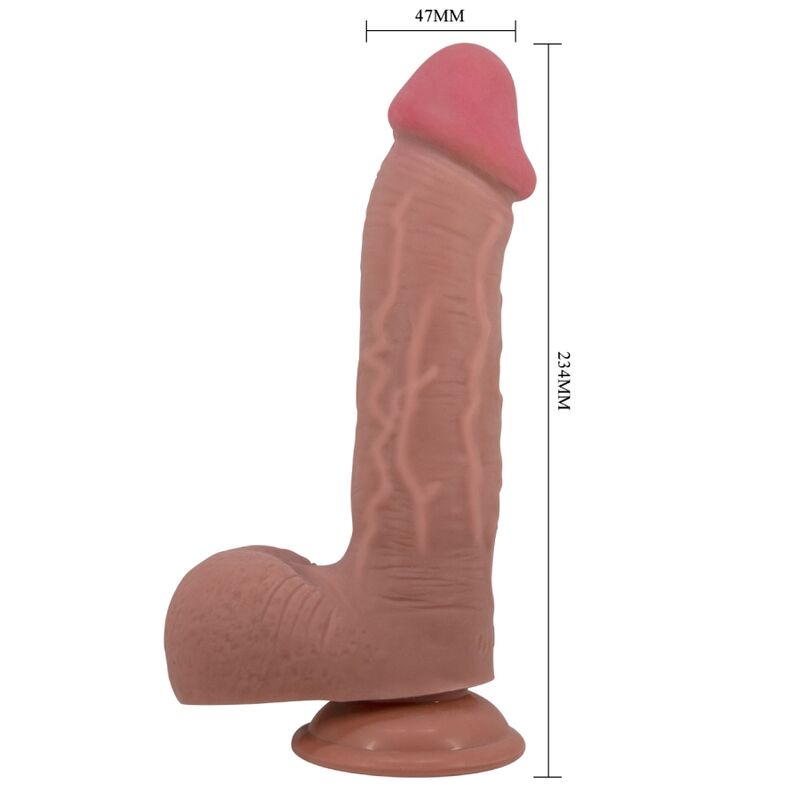 PRETTY LOVE - SÉRIE GODE RÉALISTE PEAU COULISSANTE AVEC VENTOUSE COULISSANTE PEAU BRUN 23,4 CM