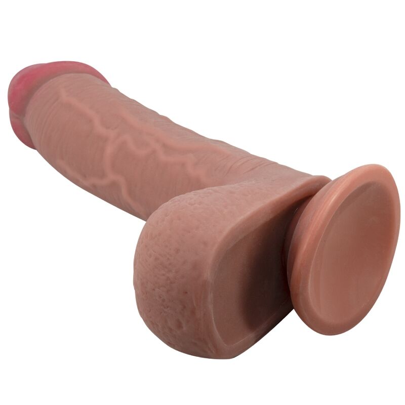 PRETTY LOVE - SÉRIE GODE RÉALISTE PEAU COULISSANTE AVEC VENTOUSE COULISSANTE PEAU BRUN 23,4 CM