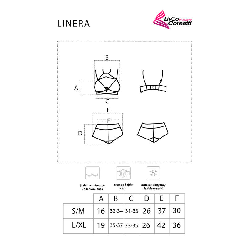 LIVCO CORSETTI FASHION - LINERA FOR THE SENSES COLLECTION SOUTIEN-GORGE + PANTALON NOIR