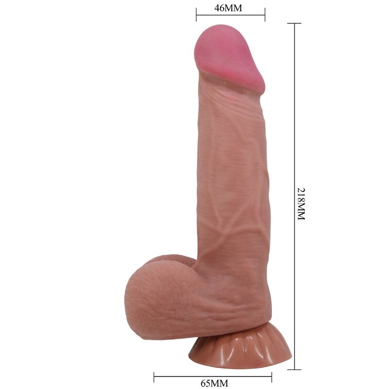 PRETTY LOVE - SÉRIE GODE RÉALISTE SKIN COULISSANT AVEC VENTOUSE COULISSANTE EN CUIR MARRON 21,8 CM