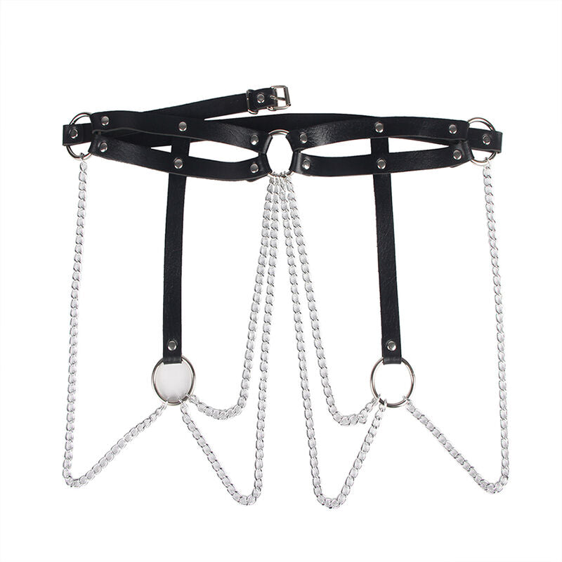 SUBBLIME - BAGUE CUIR CHAÎNE CEINTURE NOIRE TAILLE UNIQUE