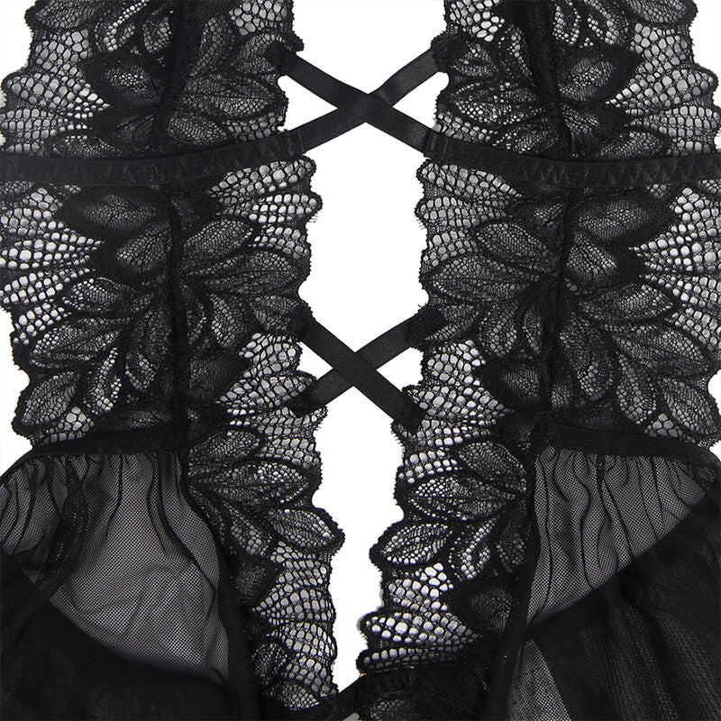 SUBBLIME - TEDDY HALTER NECK BACKLESS BLACK LACE S/M