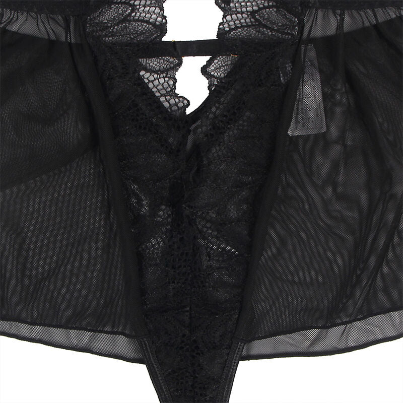 SUBBLIME - TEDDY HALTER NECK BACKLESS BLACK LACE S/M