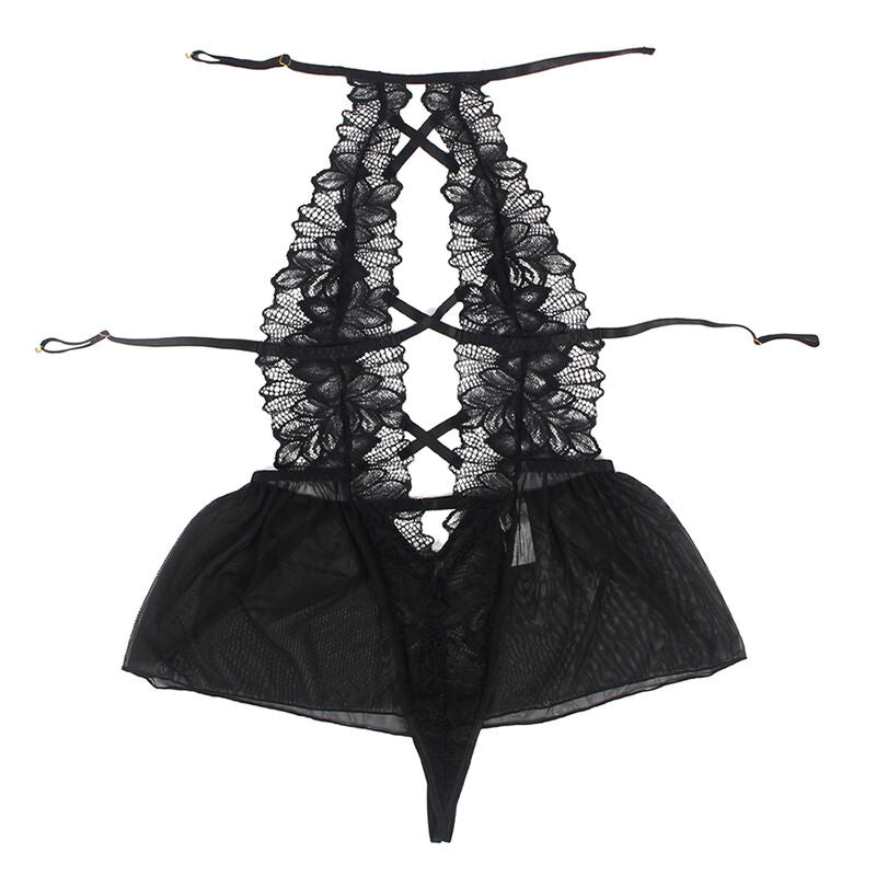 SUBBLIME - TEDDY HALTER NECK BACKLESS BLACK LACE S/M