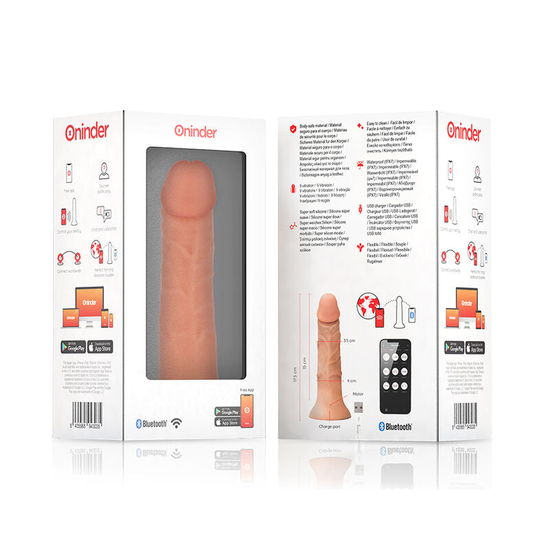 ONINDER - PETIT GODE VIBRATEUR BOGOTÁ 9 VITESSE NATURELLE 17,5 CM -O- 4 CM - APPLICATION GRATUITE