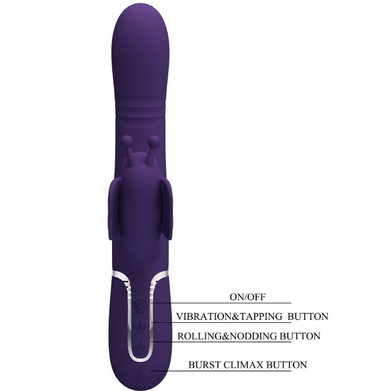 PRETTY LOVE - MULTIFUNCTIONAL VIBRATOR RABBIT 4 IN 1 PURPLE BUTTERFLY